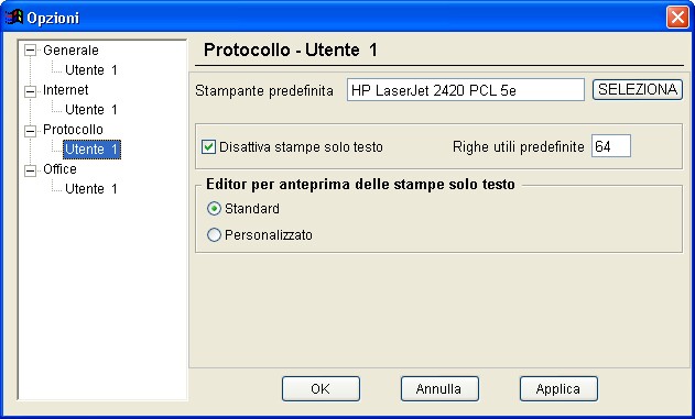 opzioni - protocollo